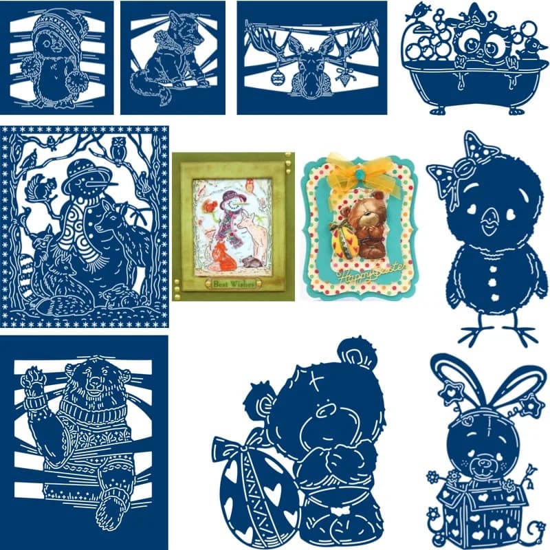 Christmas Notebook Bear Die Set Cutting Dies Scrapbook Diary Decoration Stencil Embossing Template DIY Greeting Card Handmade