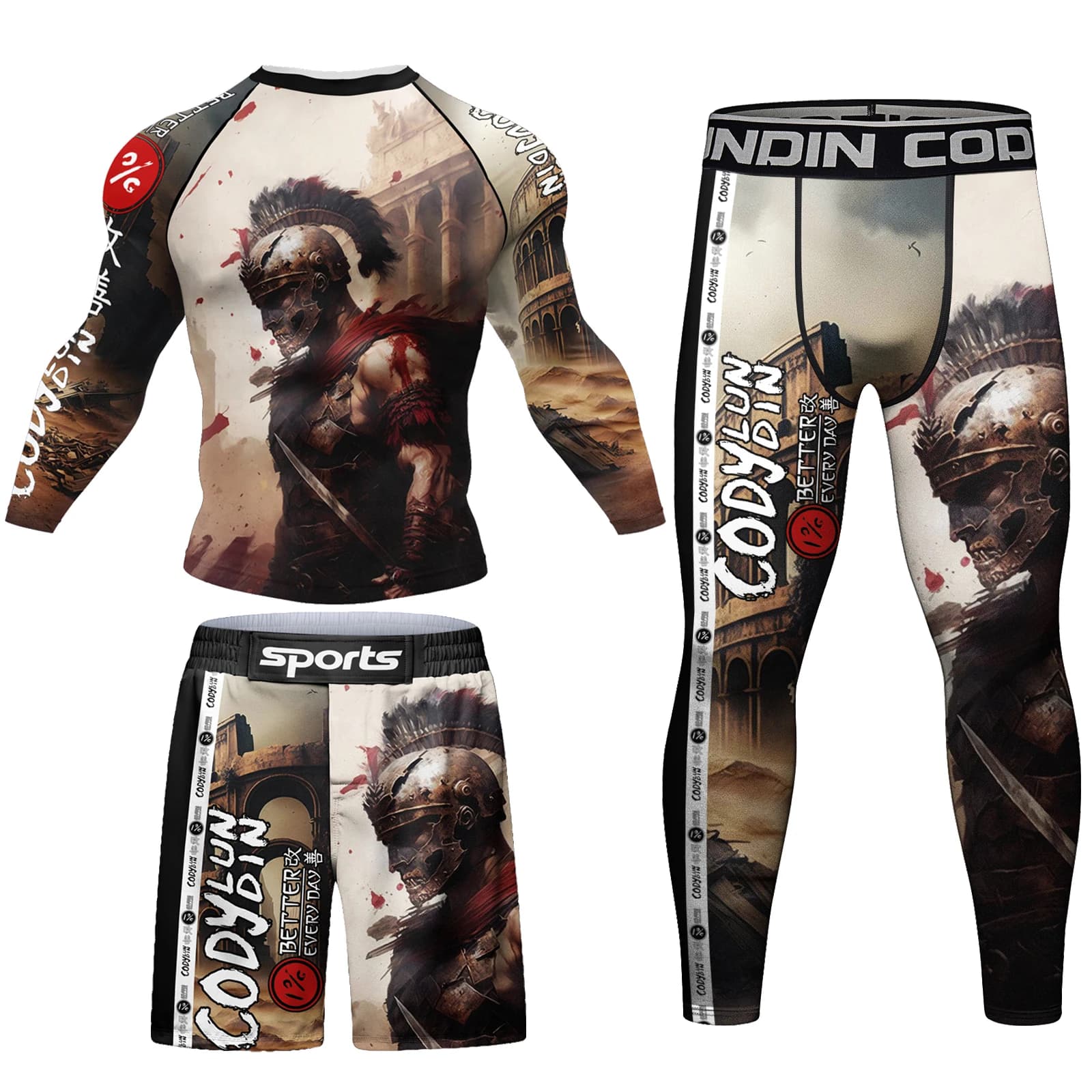 Cody Lundin Rashguard personalizzato per jiu jitsu brasiliano Grappling BJJ Rash Guard con pantaloncini MMA Grappling pantaloni tute sportive