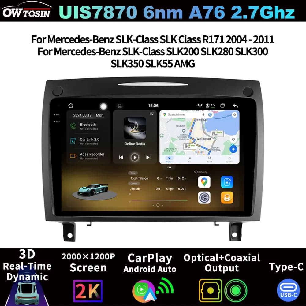 FYT7870 QLED 2K Android Screen Multimedia GPS Navigation DSP Audio Radio CarPlay For Mercedes-Benz SLK Class SLK R171