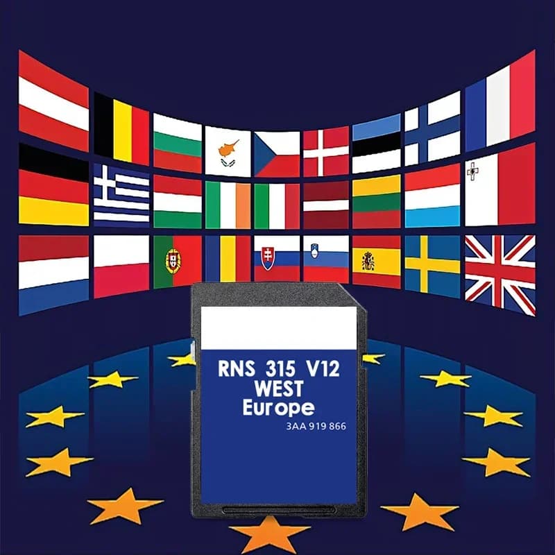 West Europa per Volkswagen RNS315 Scheda SD V12 AZ Aggiornamento navigazione mappa Sat Nav 2020-2021