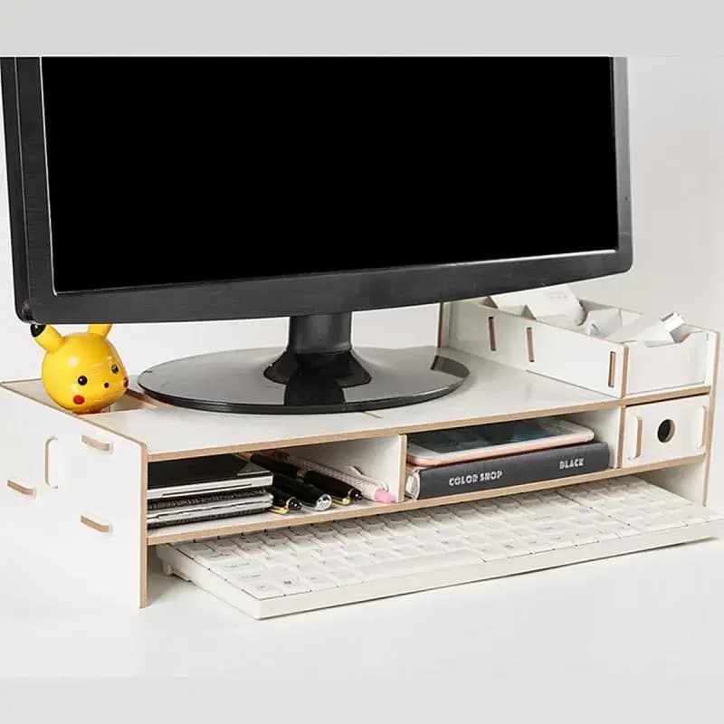 Supporto per laptop Supporto da scrivania Scaffale per monitor da tavolo in legno Supporto per schermo del computer Riser Shelf Zoccolo Supporto per laptop robusto per l'home office