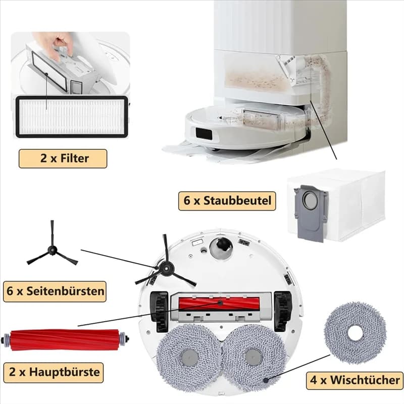A40Z-For Roborock Qrevo S/Qrevo Pro/Qrevo Maxv Main Side Brush Hepa Filter Mop Cloth Dust Bags Robot Vacuum Cleaner Parts