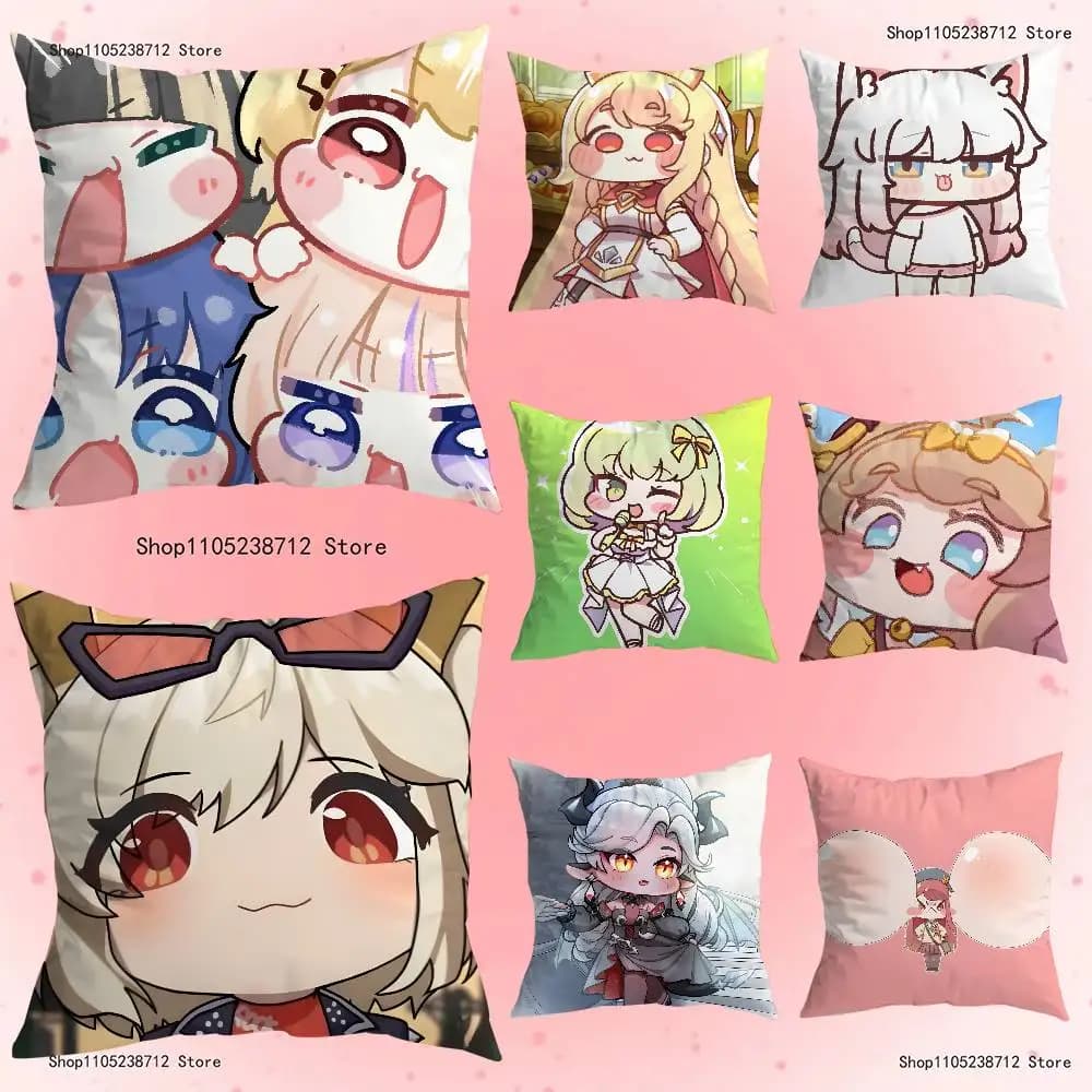 Simpatico gioco T-Trickcal Anime Federa per cuscino Anti-polvere Federa per cuscino per divano in peluche corto setoso con cerniera invisibile