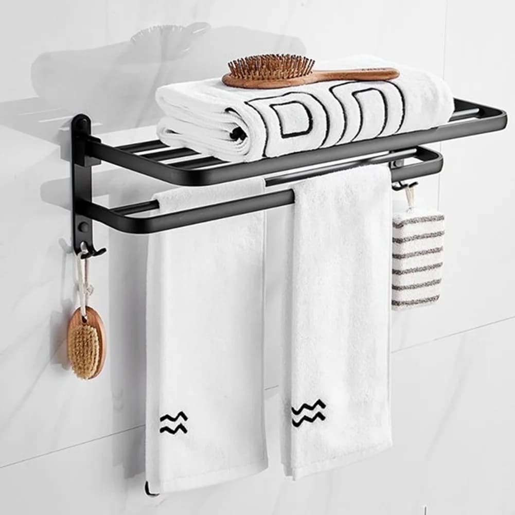 Aluminum Towel Bar Wall Mounted Rack Bathroom Towel Rack Towel Holder Towel Hanger Bathroom Accessories Bathroom Shelf