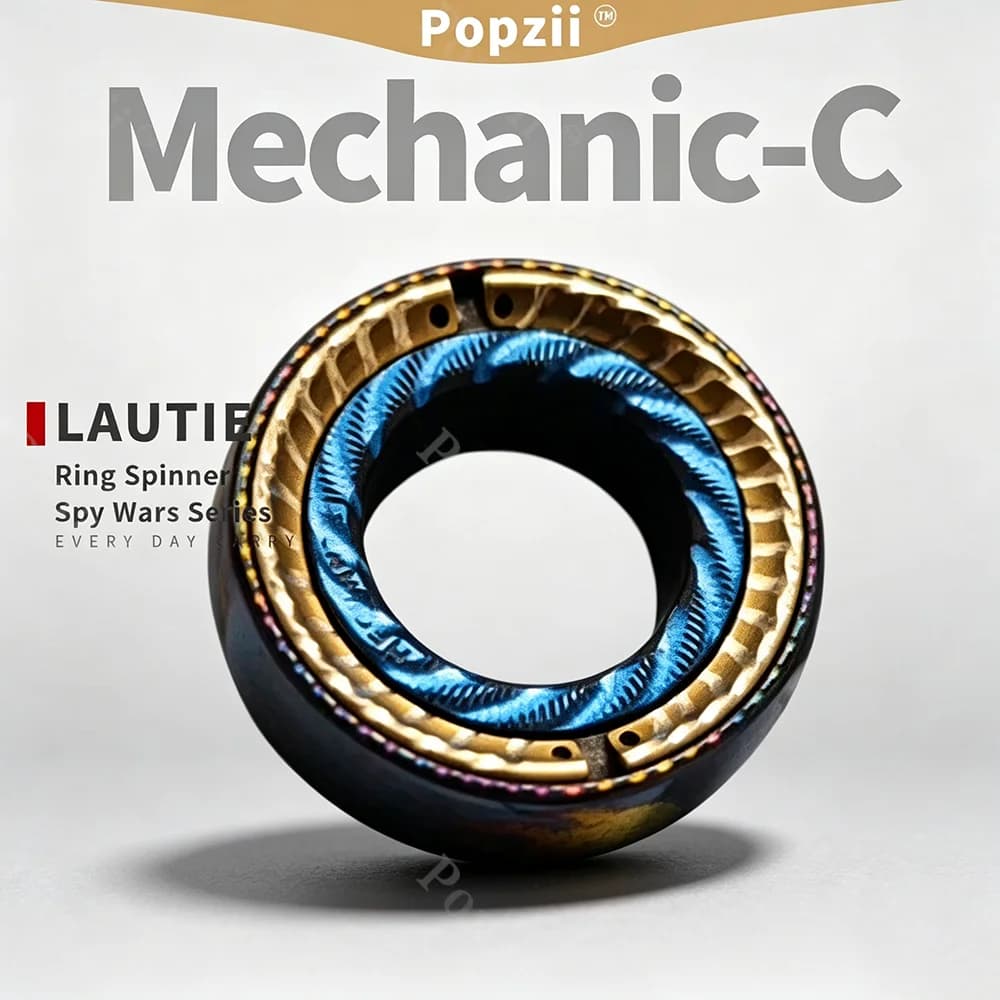 LAUTIE EDC Zirconium Mechanic-C Ring Spinner Serie Spy Wars Anello Girevole Antistress Giocattolo Fidget per Adulti