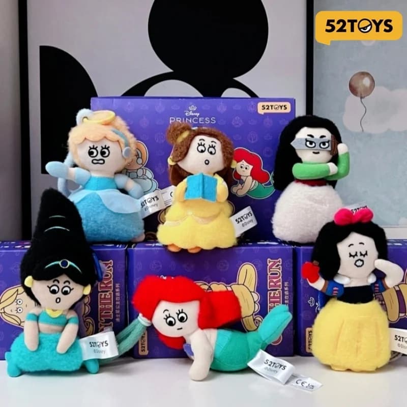 52TOYS Autentico Portachiavi Peluche Disney Princess Blind Box, Simpatico Ciondolo Borsa Bambola Imbottita, Giocattolo da Collezione, Regalo per Ragazze e Fan