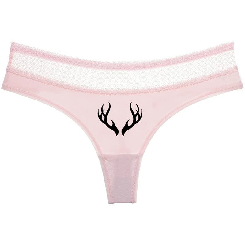 Cuckold Antlers Sexy Lace Underwear for Women Cotton Lace Panties Female Thong GString Breathable Lingerie Temptation Intimate