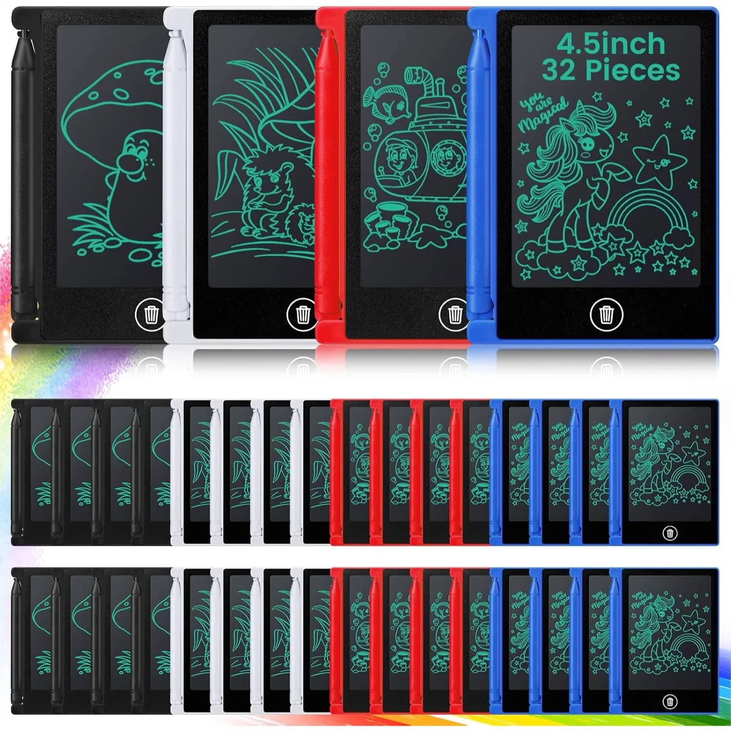 Set di 32 Mini Tavolette LCD da 4,5 Pollici, Giocattoli Educativi per Bambini, Lavagnette Riutilizzabili con Schermo Cancellabile per Regalini per Feste