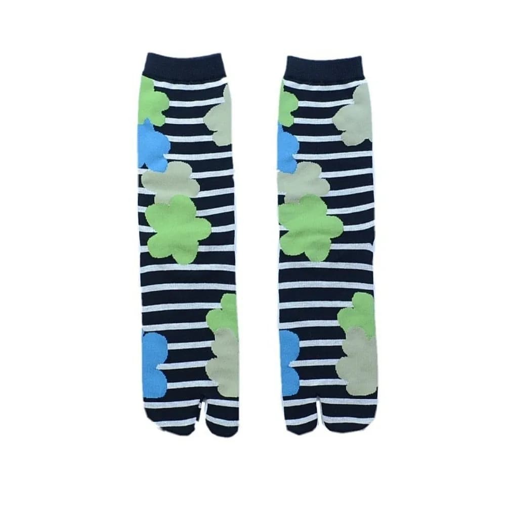 Japanese Style Jacquard Tabi Socks Multi-Color Breathable Cotton Split Toe Socks Artistic Patterns Middle Tube Two-Toe Socks