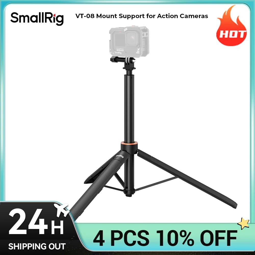 SmallRig VT-08 Supporto per telecamere d'azione DJI 29-150 cm Selfie Stick Action Camera Treppiede in lega per Sony per fotocamere Canon