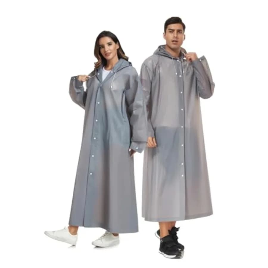 Extra Long Rain Ponchos for Adults - EVA Rain Coats Waterproof Unisex Rain Jacket with Drawstring Hood