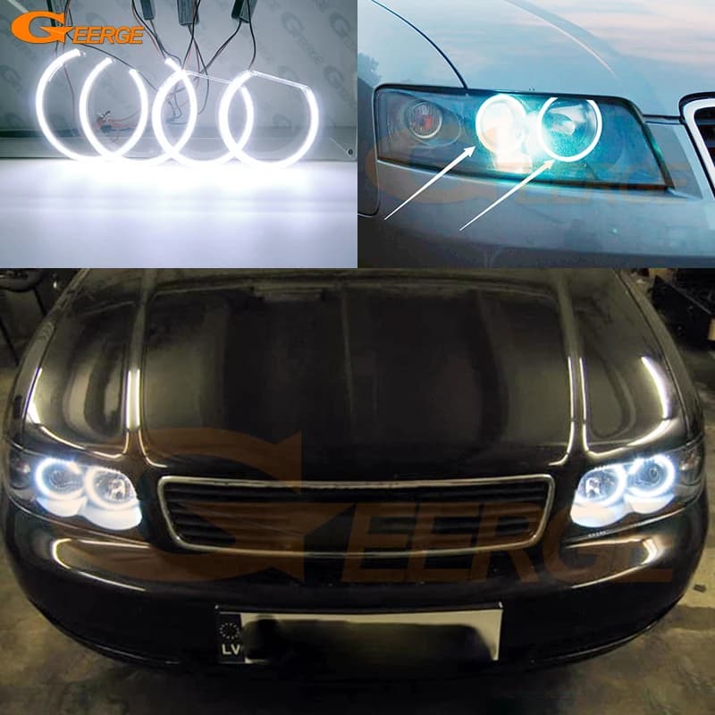 Kit Anelli Luminosi a LED COB Ultra Luminosi per Audi A4 S4 8E B6 2001 2002 2003 2004, Luci Diurne Eccellenti