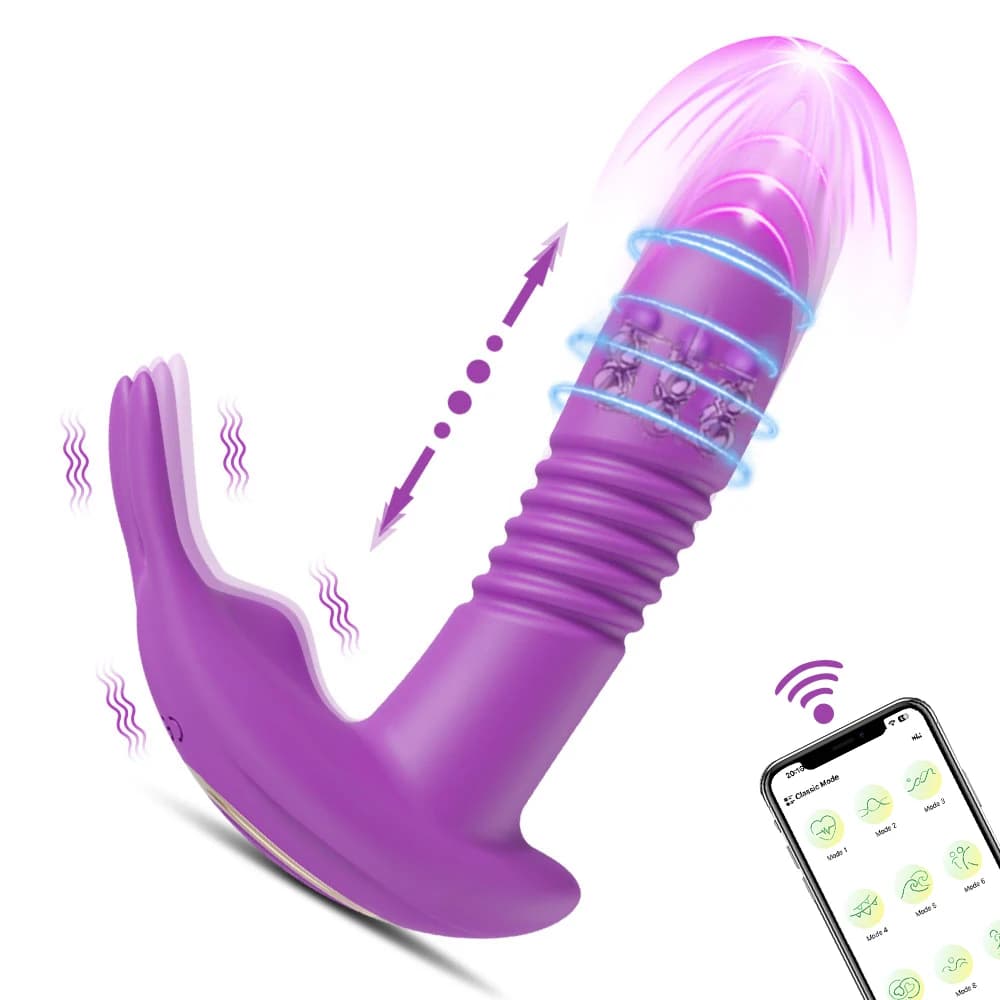 APP Giocattolo Del Sesso Spinta Vibratore per Le Donne Stimolatore del Clitoride Rotante Telescopico Indossabile G Spot Dildo Prodotti Per Adulti