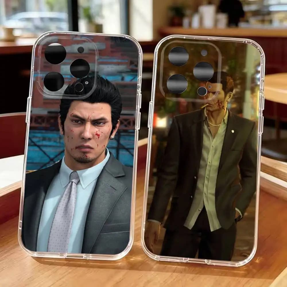 Cartoon Kiryu Kazuma Majima Phone Case For Cell Iphone 16 15 11 13 14 Pro Max 7 8 Plus X Xr Max Se2020 12mini Transparent Cover