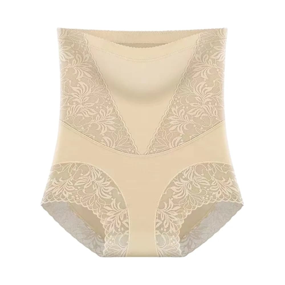 Slip Modellante a Vita Alta in Cotone Senza Cuciture con Pizzo, Contenitivo per Pancia, Lingerie Donna