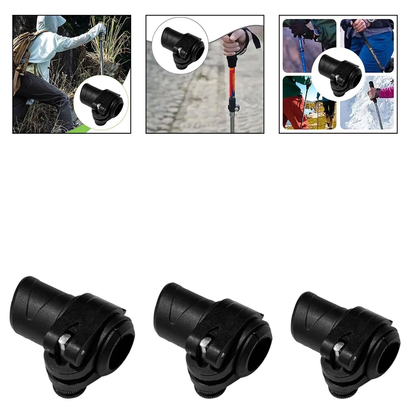 Repair of external locking parts for stick rod Robuste parts of black trekking poles for outdoor climbing, snowshoeing shoes, shoulder backpack