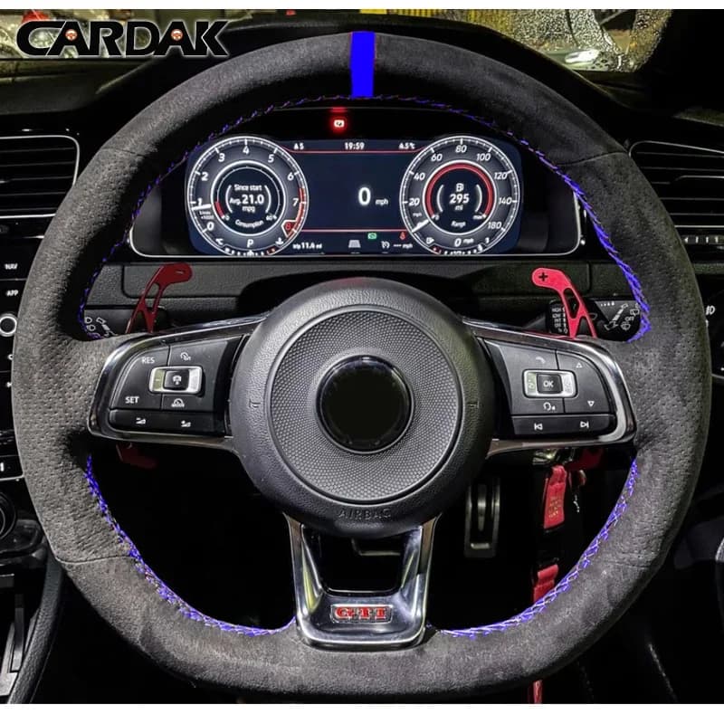 CARDAK Coprivolante per auto in pelle scamosciata personalizzata fai-da-te per Volkswagen VW Golf R MK7 Golf 7 GTI VW Polo GTI Scirocco 2015 2016