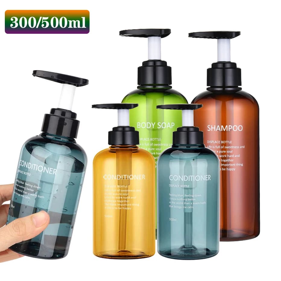 300/500ML Dispenser di Sapone Bottiglia Shampoo Balsamo Bottiglia di Sapone Per Il Corpo Set Grande Dispenser di Lozione Riutilizzabile Accessori Per il Bagno