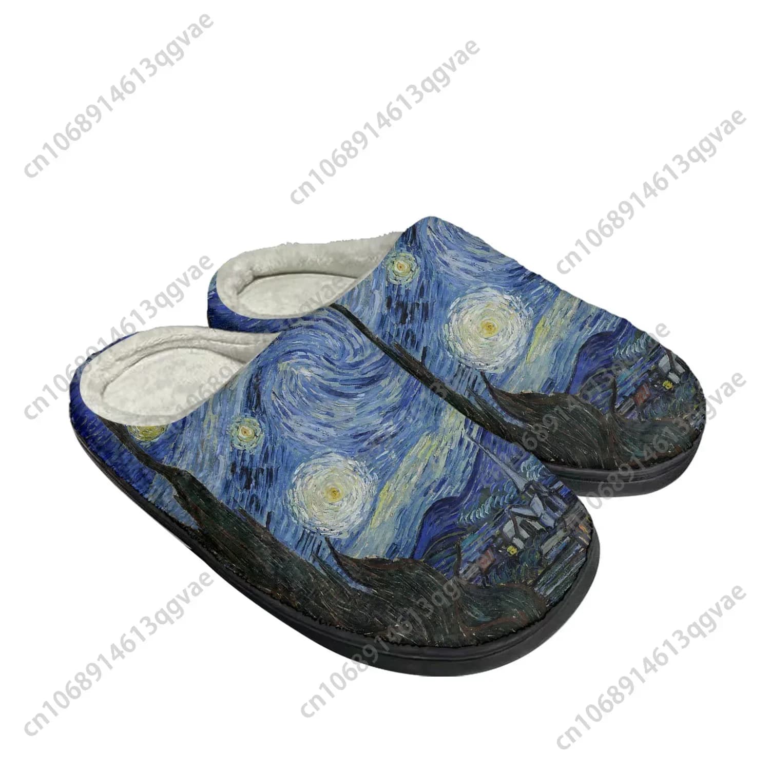 Van Gogh Pittura a olio Notte stellata Pantofole personalizzate in cotone per la casa Sandali da donna per uomo Camera da letto in peluche Mantieni calde le scarpe Pantofola termica