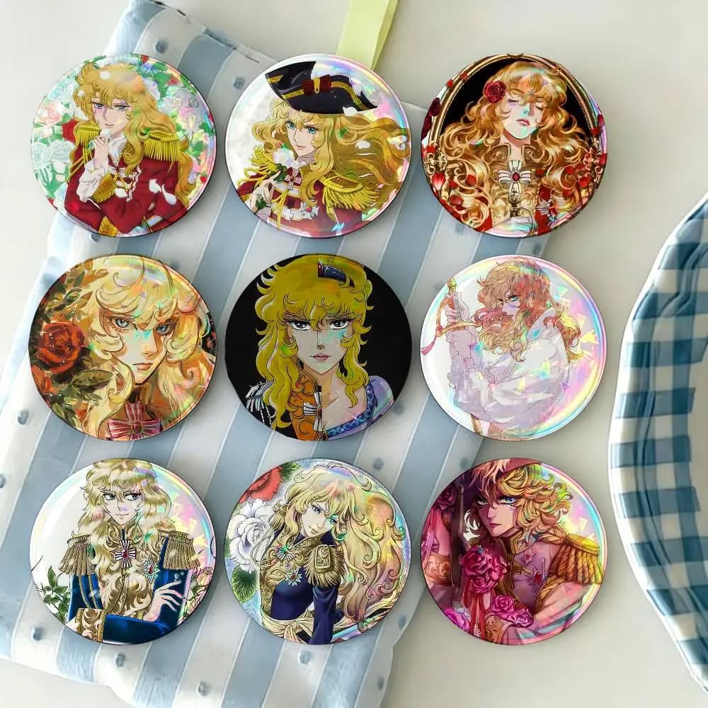 Rose of V-Versailles Lady Oscar Badges Creative Tinplate Button PinsBrooch Badge Clothes Backpack