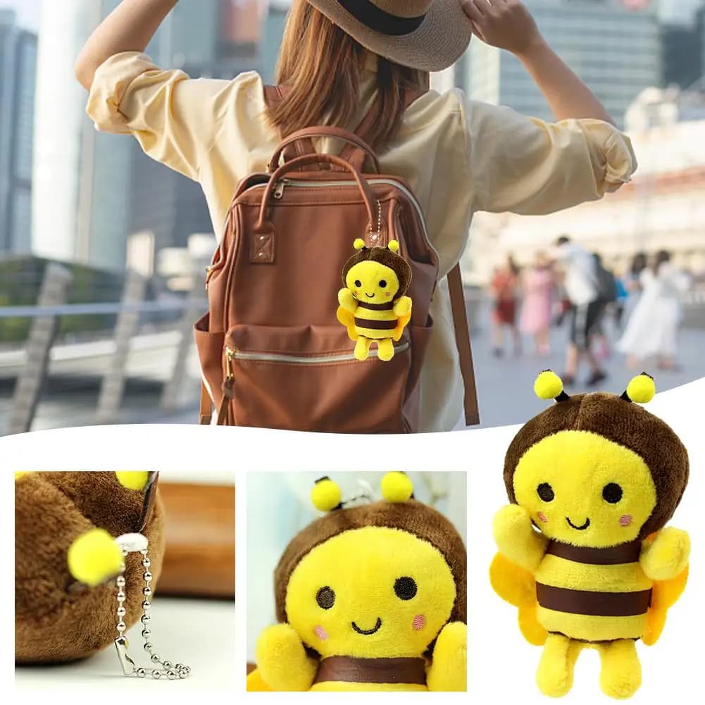 1PC Ape Portachiavi in peluche Giallo Cartoon Peluche con catena in lega Borsa Portachiavi con ciondolo Giocattoli Regalo per bambini Mini Honeybee Doll Decor