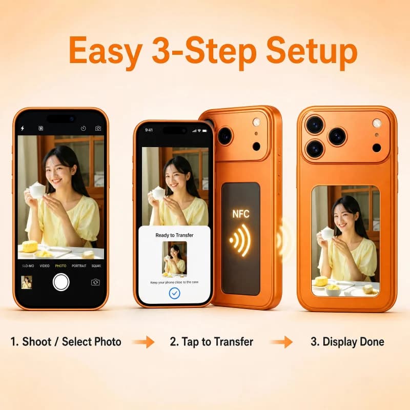 NFC Passive 4 Color E-Ink Display Phone Case For iPhone 15 14 17Pro Max DIY Custom Photo Picture Cover One Tap Change Image Zer