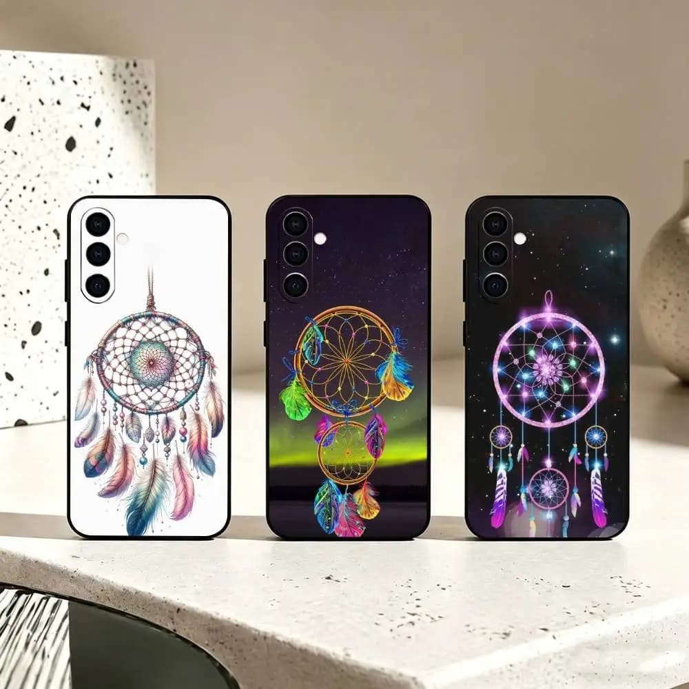 R-Retro Feather Dreamcatcher gift Phone Case For Samsung Galaxy A73,A72,A71,A70,A53,A52,A51,Others Soft Black Cover