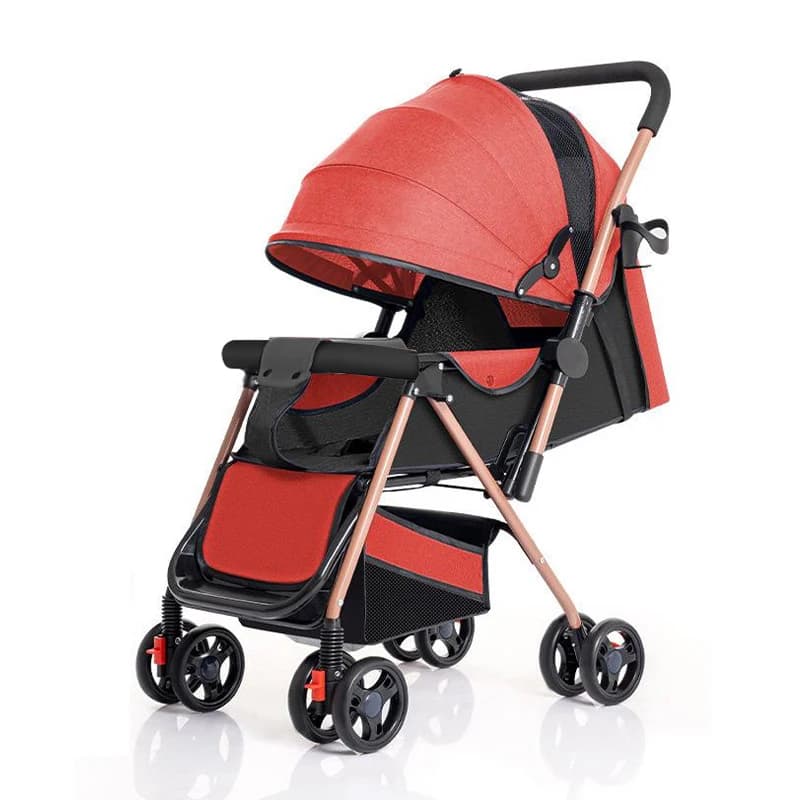 Passeggino Pieghevole Portatile con Posizione Seduta e Sdraiata, Vista Alta, Reversibile, per Viaggi