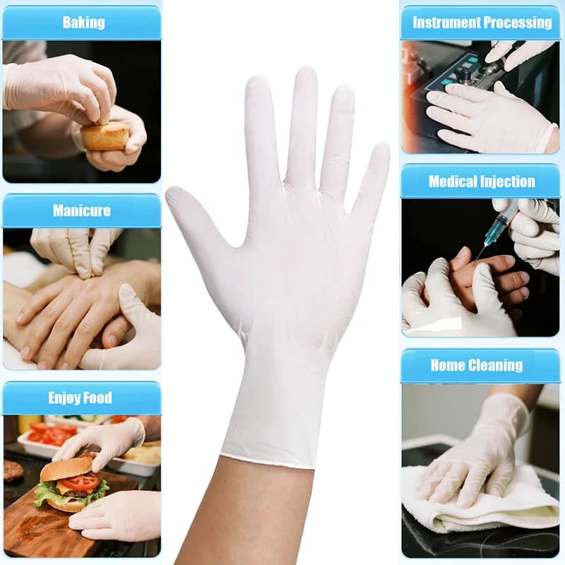 100PCS White Disposable Nitrile Gloves Latex Free Powder Household Gloves for Cooking Food Cleaning Work Disposable Gloves