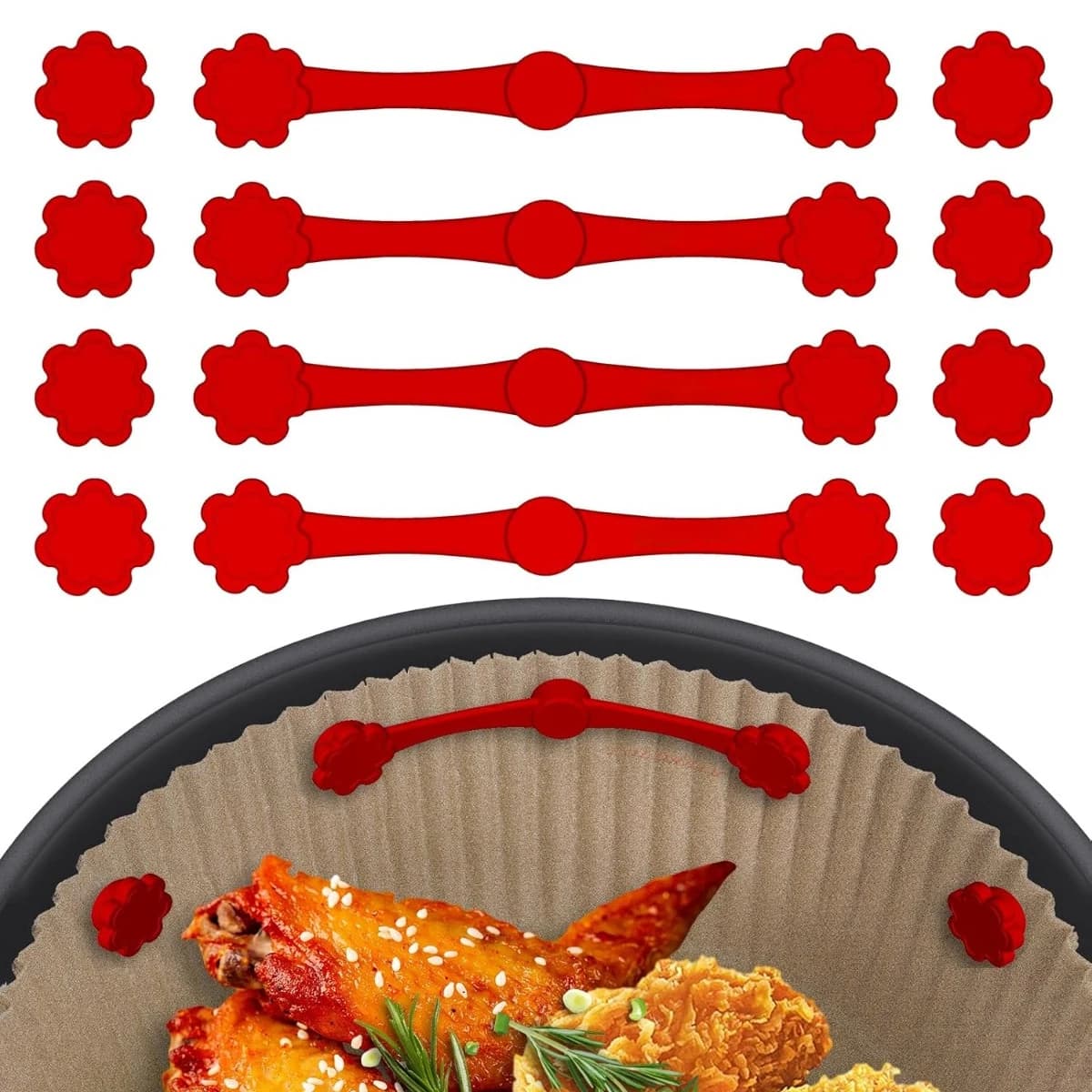 Air Fryer Magnet Silicone Buckle, Air Fryer Magnetic Silicone Clips, Parchment paper used to control the air fryer can be reused
