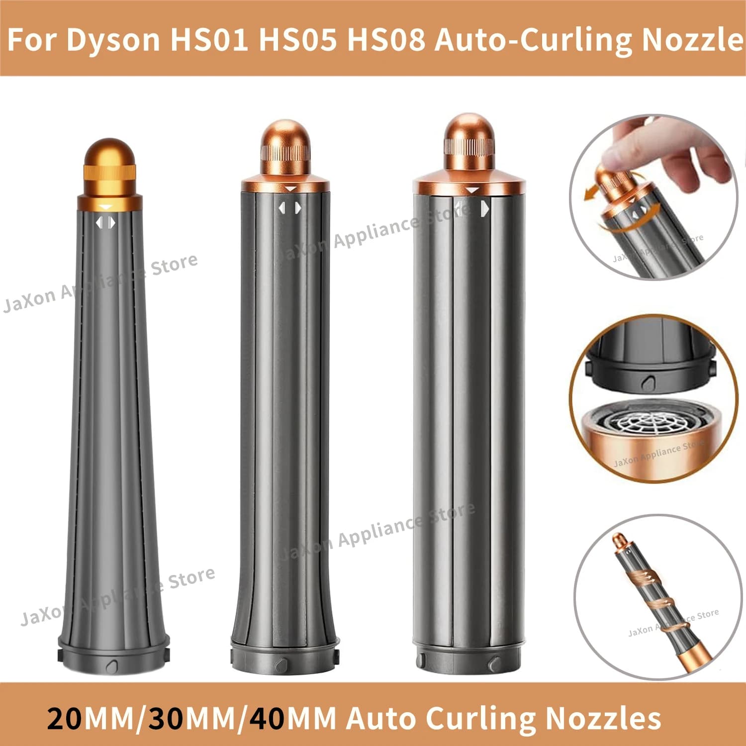 For Dyson Airwrap HS01/05/08 Auto-Curling Nozzle 20/30/40mm Barrel Curly Dual Rotation Curling Waves Voluminous Curly Hair Style