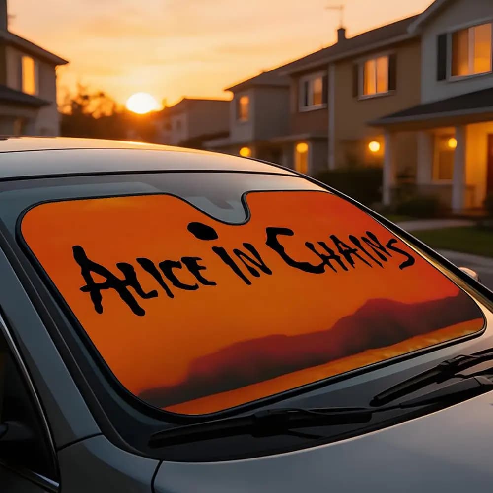 Parasole universale per parabrezza auto, copertura completa, blocco del calore e dei raggi UV, anti-invecchiamento degli interni, A-Alice In C-ChainsS Music
