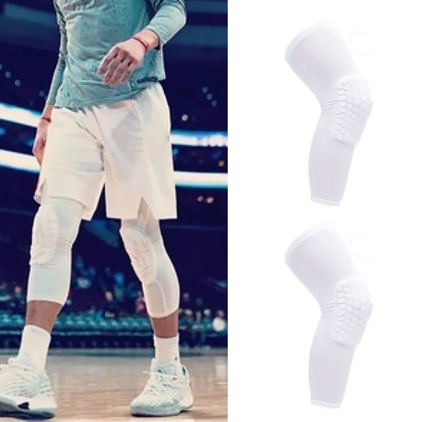 Ginocchiera Unisex Allungata a Nido d'Ape Antiurto Compressione per Basket