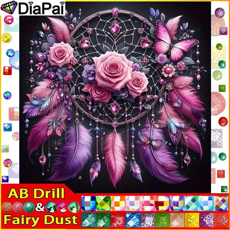 DiaPai Fairy Dust AB 5D DIY Diamond Painting " Dreamcatcher Flower" Full Drill Resin Diamond Embroidery Cross Stitch Home Decor