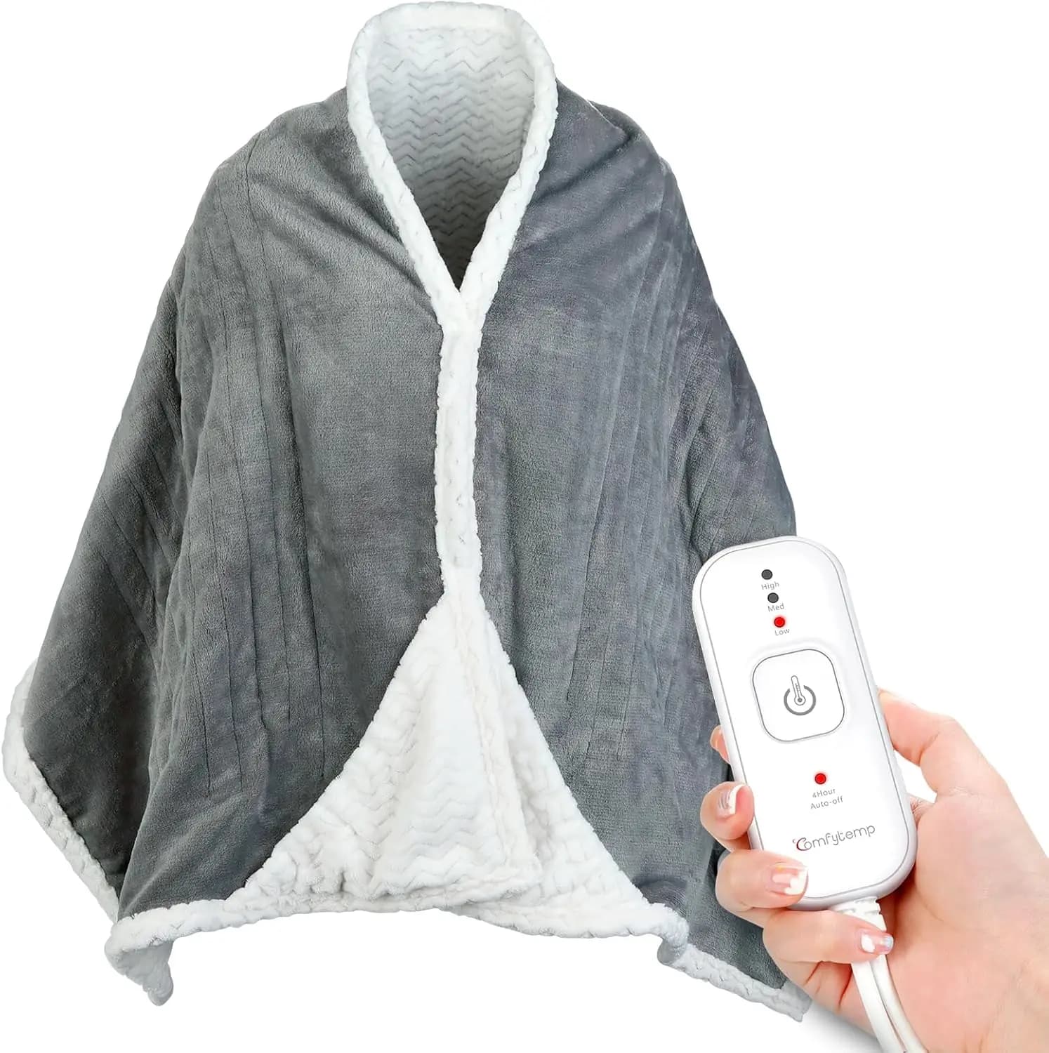 Coperta riscaldante indossabile da donna, scialle elettrico 70" x 23" con 3 impostazioni di calore, spegnimento automatico e flanella lavabile