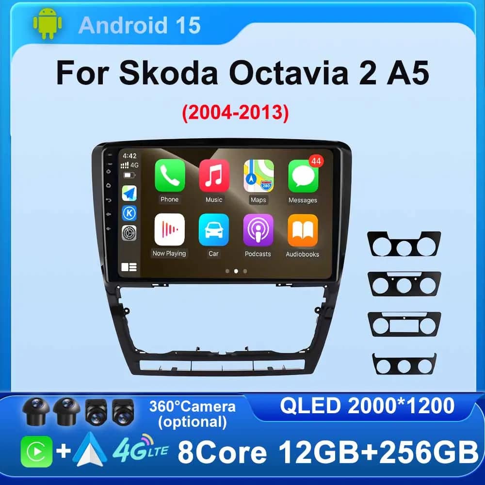 10 ''per Skoda Octavia 2 A5 2004 - 2013 Auto Multimedia Radio Lettore Video Sistema Android BT GPS Navi QLED Touch Screen Accessori