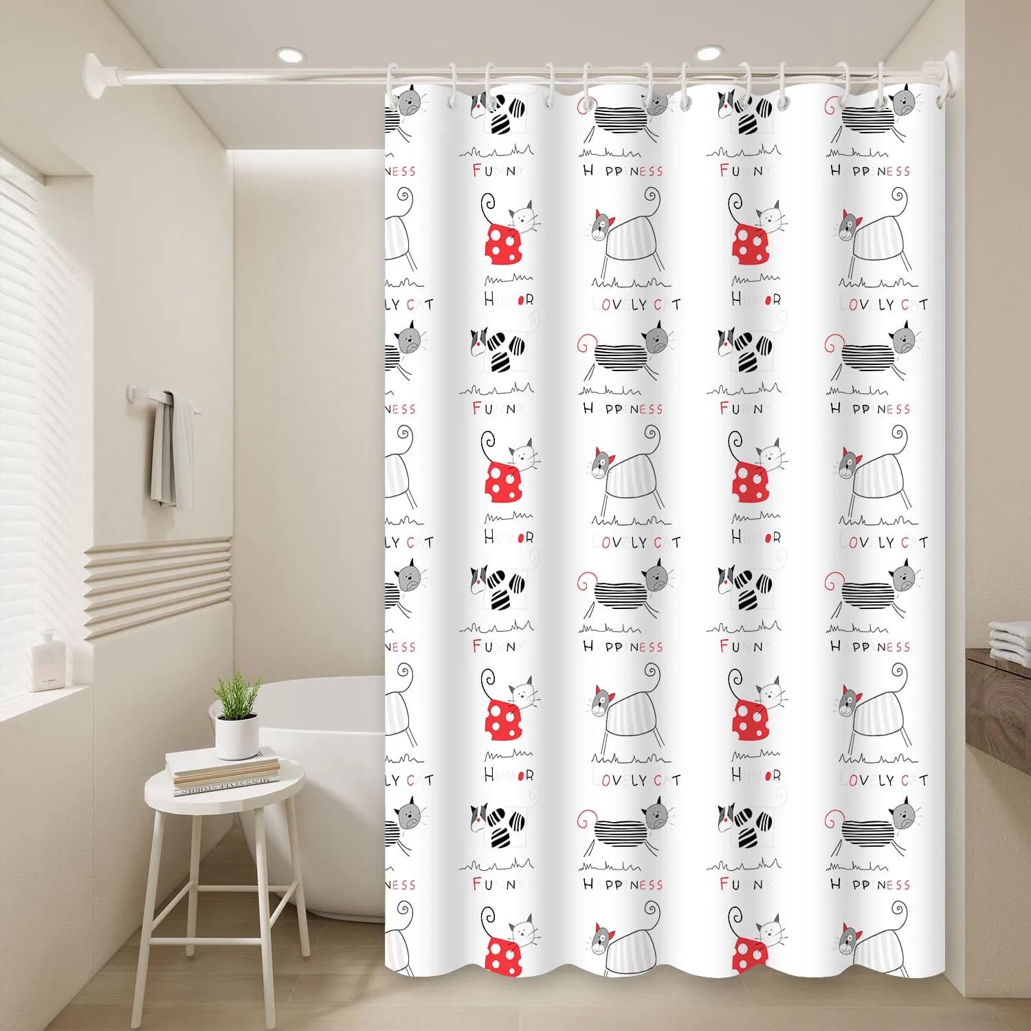 Tenda da doccia per bambini Wildcat da 1 pezzo - Design divertente dei cartoni animati - Materiale PEVA impermeabile - Perfetto per la decorazione del bagno