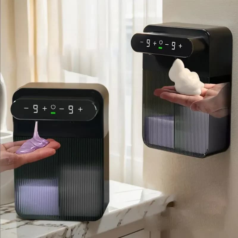 Distributore da cucina per lavatrice a mano con sensore a doppia testa da 800 ml, macchina da bagno in schiuma liquida ricaricabile USB montata a parete