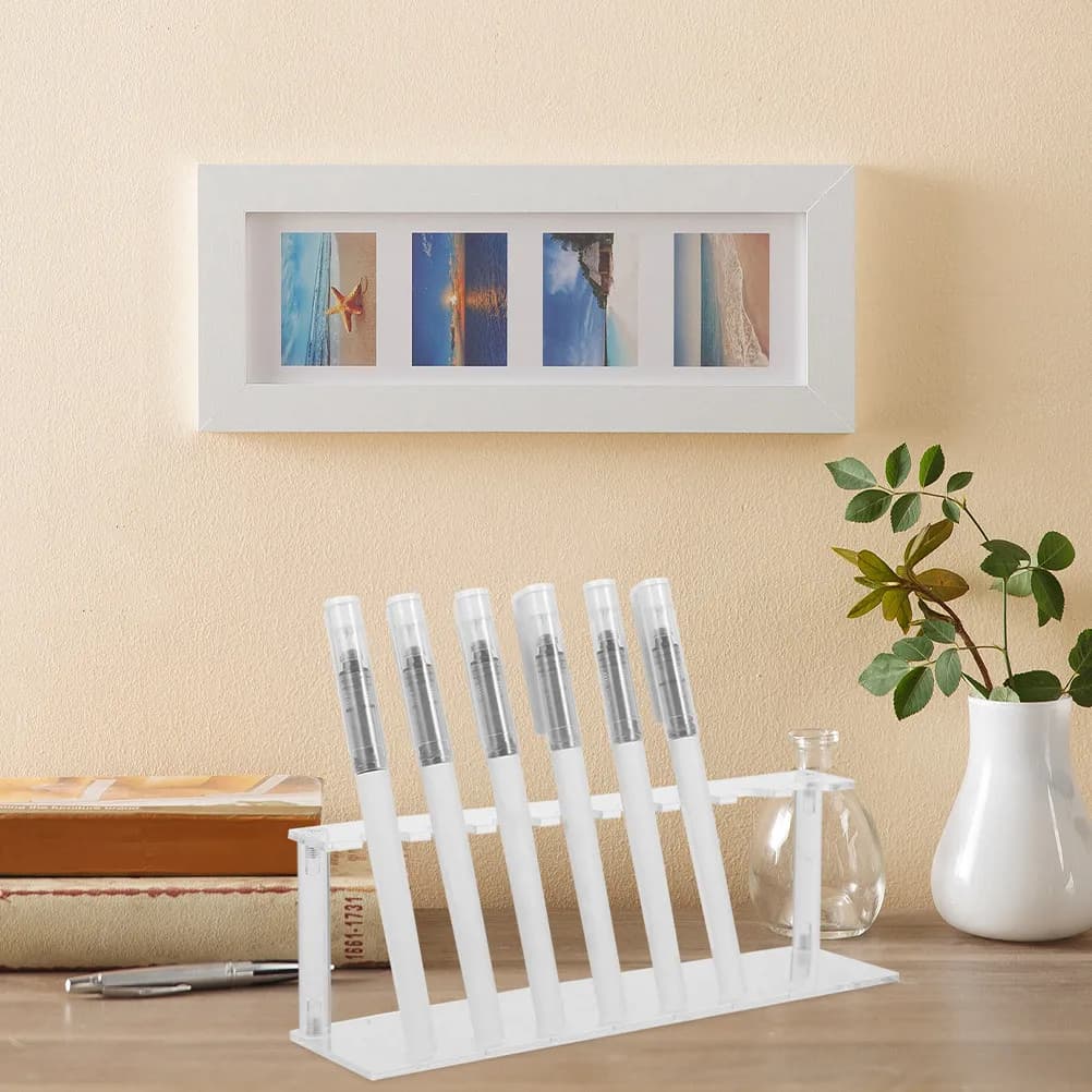 Espositore per penne in acrilico da 2 pezzi, organizer da scrivania multifunzionale per penne stilografiche, matite per sopracciglia, penne a sfera, pennelli per acquerello