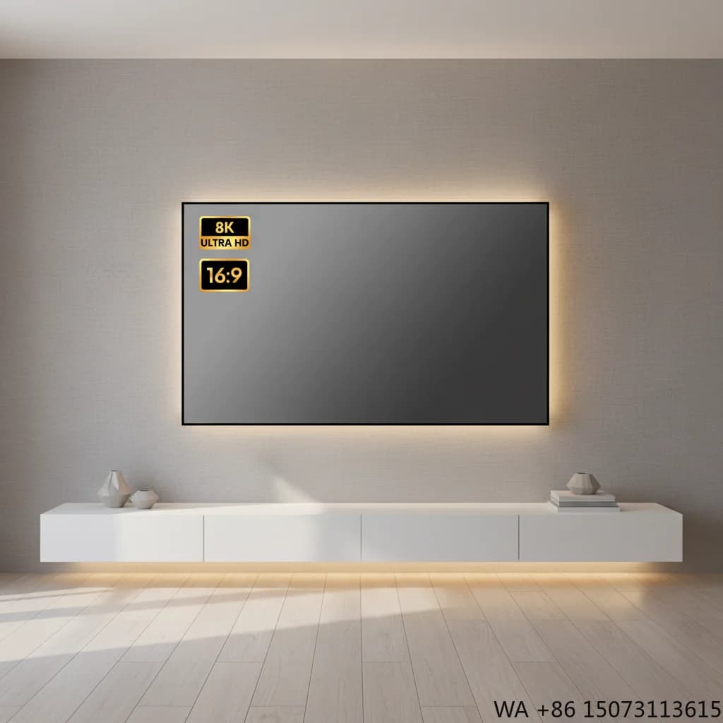 Schermo per Proiettore ALR a Cornice Fissa 100 Pollici 8K UHD, Cristallo Nero Anti-Riflesso per Home Theater e Cinema