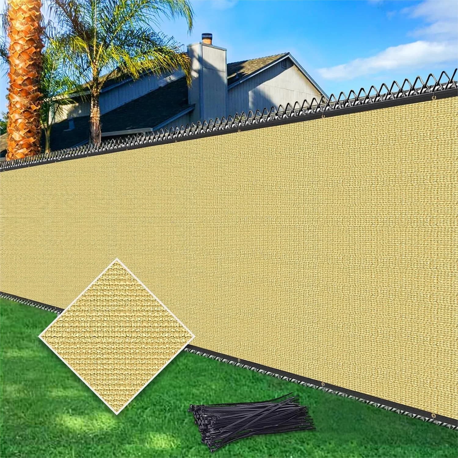 6ft x 50ft Fence Privacy Screen Heavy Duty 170 GSM Windscreen & Dustproof Fabric for Patio, Balcony, Pool Deck