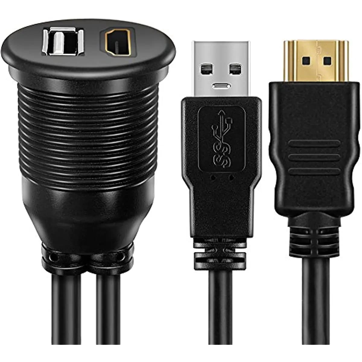 1m 3ft USB 2.0/3.0 e HDMI-compatibile maschio a femmina prolunga impermeabile Flush Dash cavo di montaggio a pannello per auto barca moto