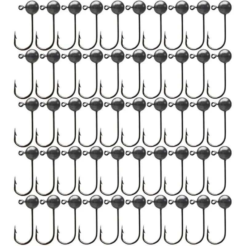 50PCS Original Color Lead Jig Head Fishing Hooks 0.45g 1g 2g Fishing Goods Equipment Tackle Hooks Barbed Accessories Tools Set