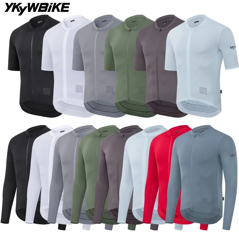 YKYWBIKE Maglia da ciclismo estiva da uomo Performance Top UPF 50+ Maglia da bici traspirante a maniche corte e lunghe Ciclismo con camicia YKK MTB