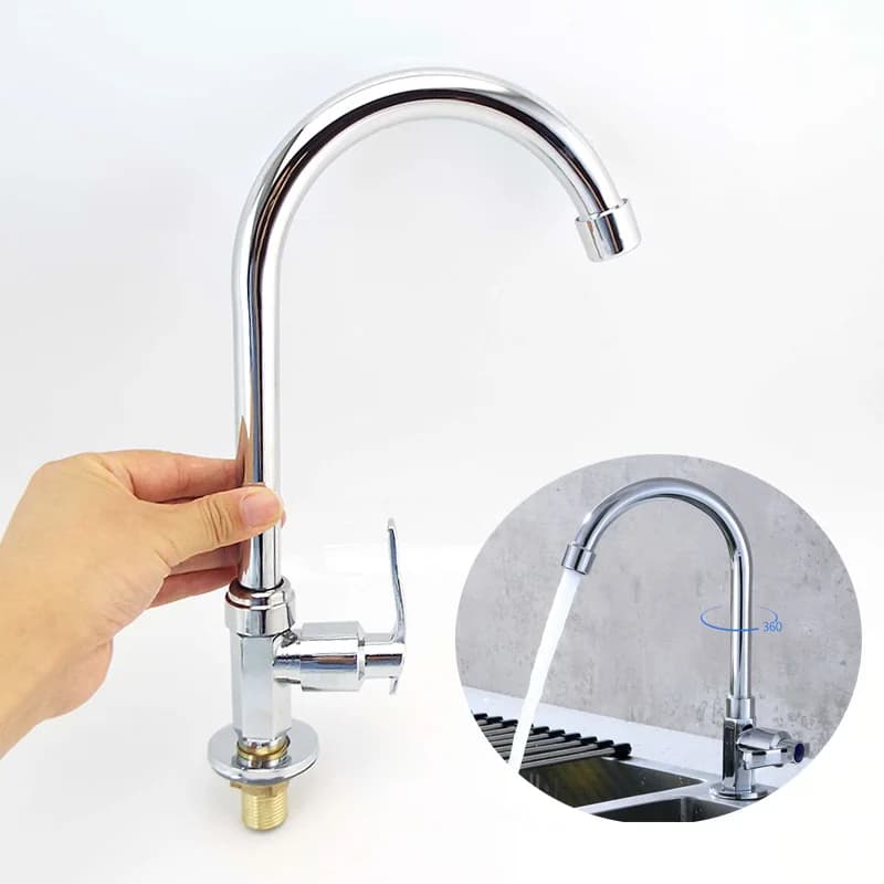 360 Ruota Rubinetto Della Cucina Testa Foro Singolo Beccuccio Acqua Fredda Spruzzatore a Flusso Colore Argento Rubinetto Lavello Rubinetto Accessori Per La Casa q1