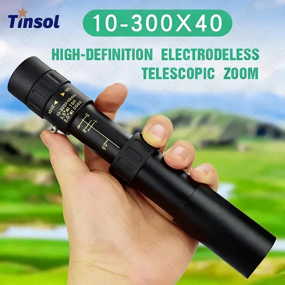 TINSOL Nuovo Telescopio Zoom Portatile 10-300X per Fotografia a Lungo Raggio, Visione Notturna per Viaggi, Monocolo