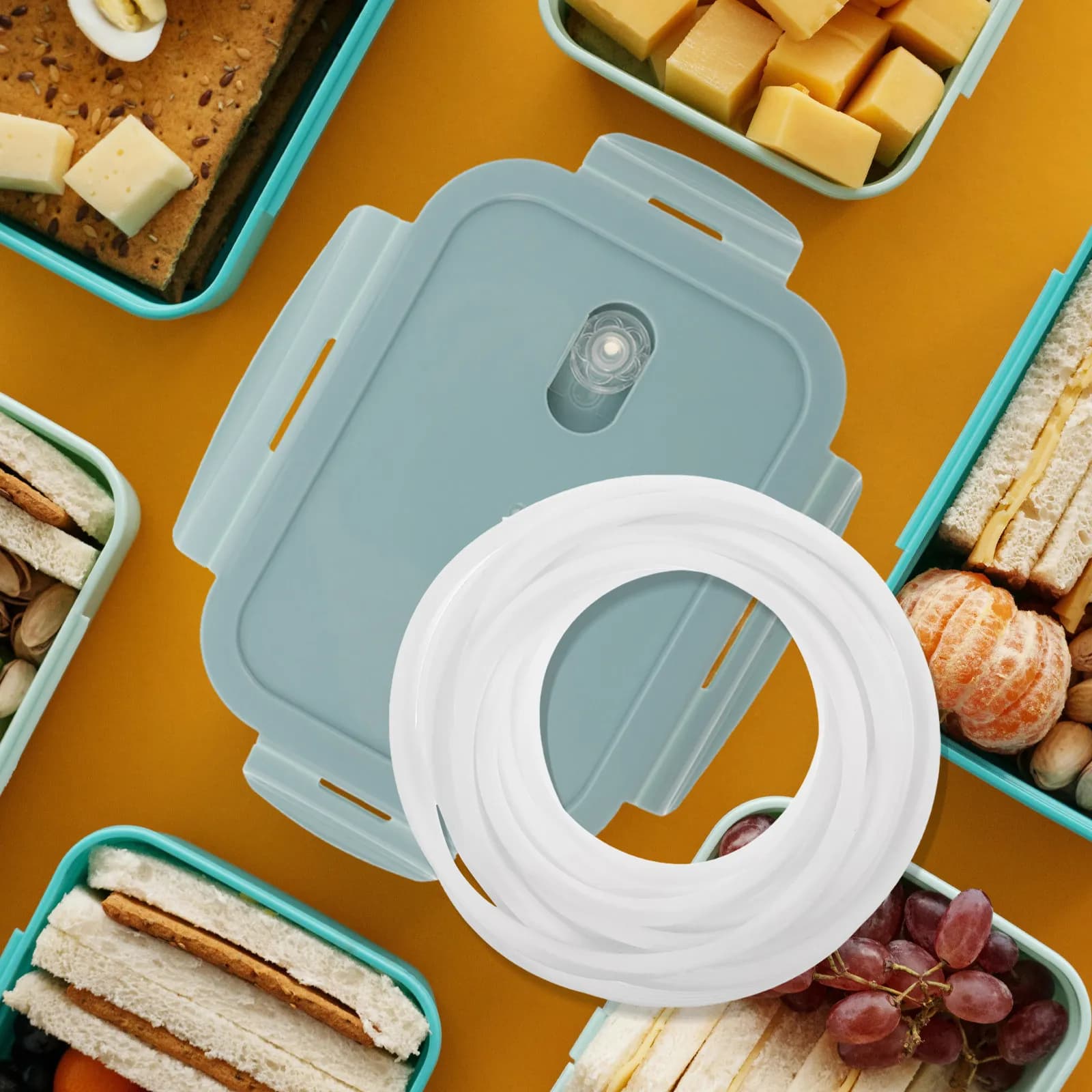 Guarnizione Elastica in Silicone da 16 Piedi per Coperchi di Contenitori Alimentari, Scatole in Vetro per Preparazione Pasti, Bento Box, Guarnizione di Ricambio Anti-Perdita
