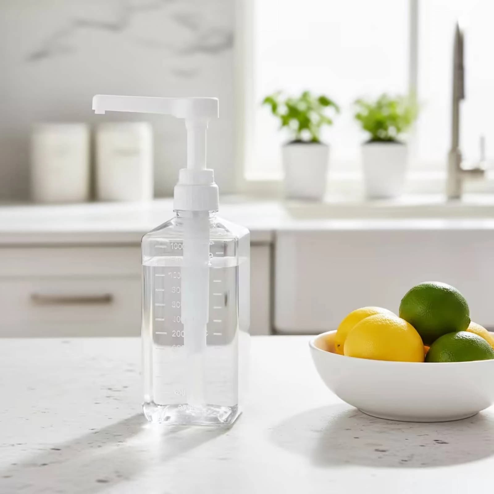 Syrup Dispenser with Pump Food-Safe Sauce Dispenser with Pump Bottle with Measuring Scale Transparent Container Clear
