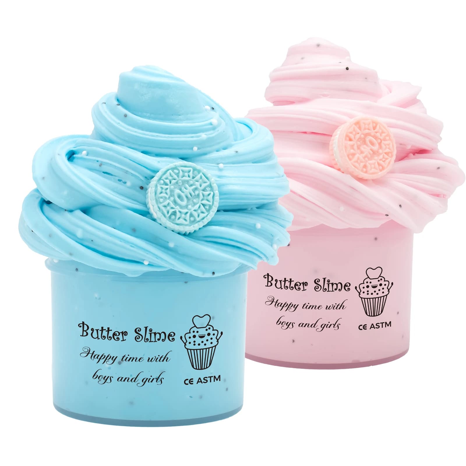 Kit di melma di burro per biscotti profumati da 70 ml - Ciondoli blu rosa melma morbido e soffice mastice fai da te fanghi regalo di compleanno di Natale giocattoli