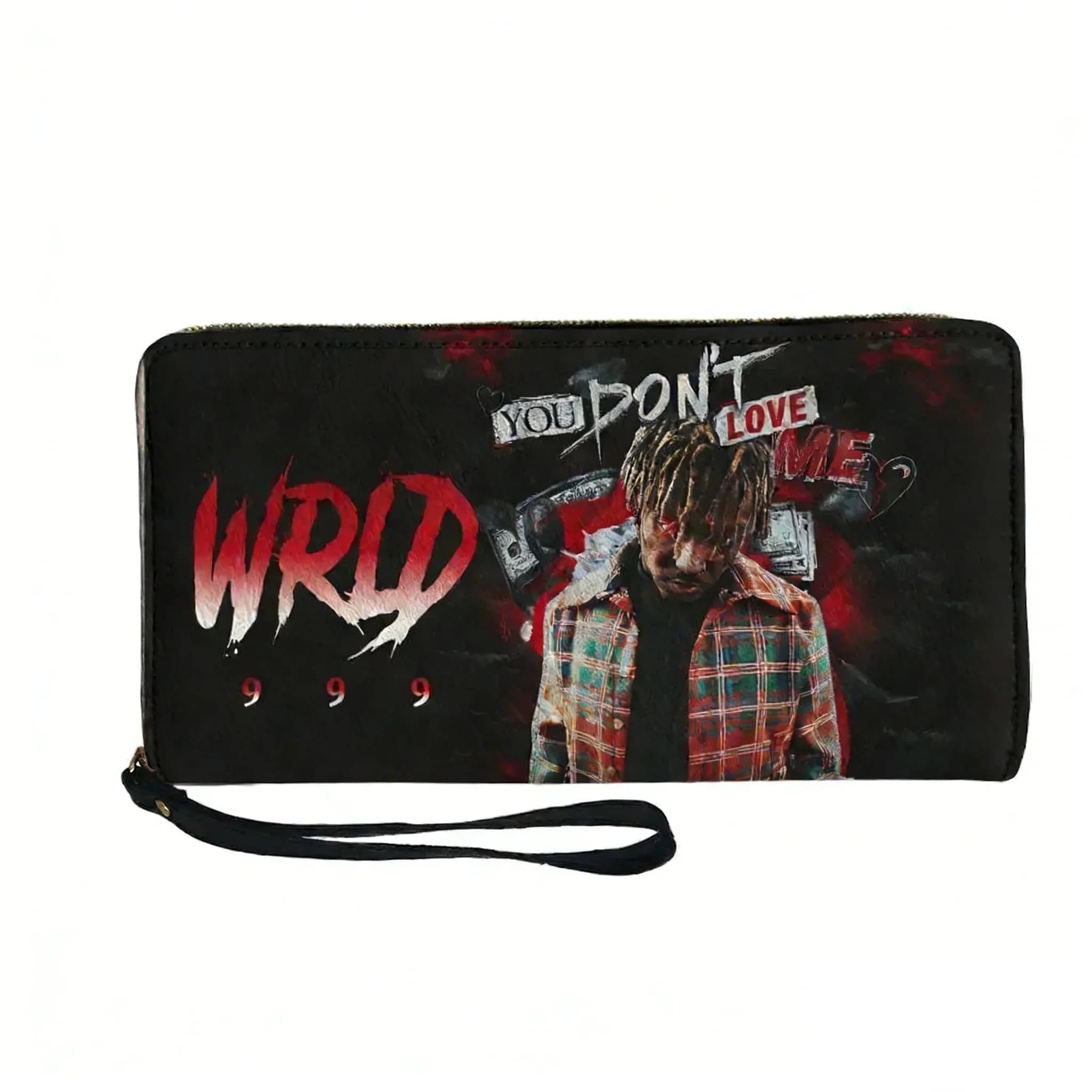Juice Wrld 999 Hiphop Rapper Portafoglio personalizzato Portamonete da uomo, donna, adolescenti, portafogli lunghi con cerniera, doppia stampa, portafoglio portatile, borsa regalo